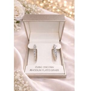 Sparkling Silver Cubic Zirconia Hoop Earrings